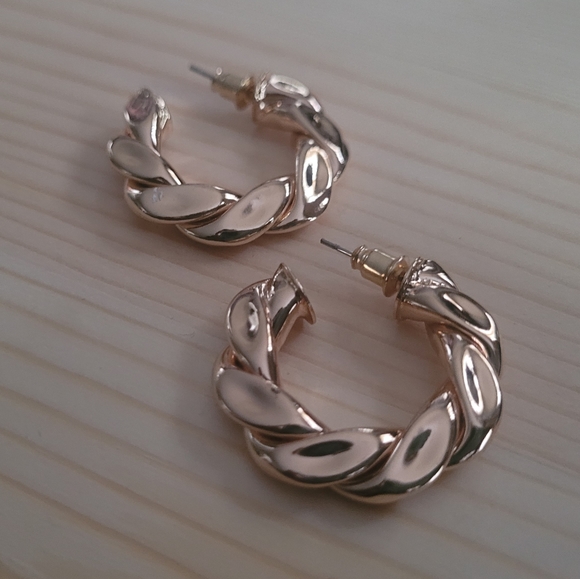 Set of Three pairs- Gold plated hooped earings - Picture 2 of 2